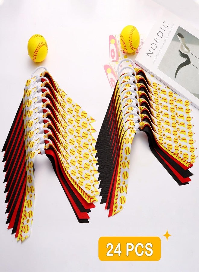 LiYiQ 24 Pcs Softball Hair Accessories for Girls, Holder Streamer Elastics, Softball Hair Ties, Softball Ribbon,Softball Scrunchies for Girls Ponytail Holder Scrunchies Gifts - Image 4